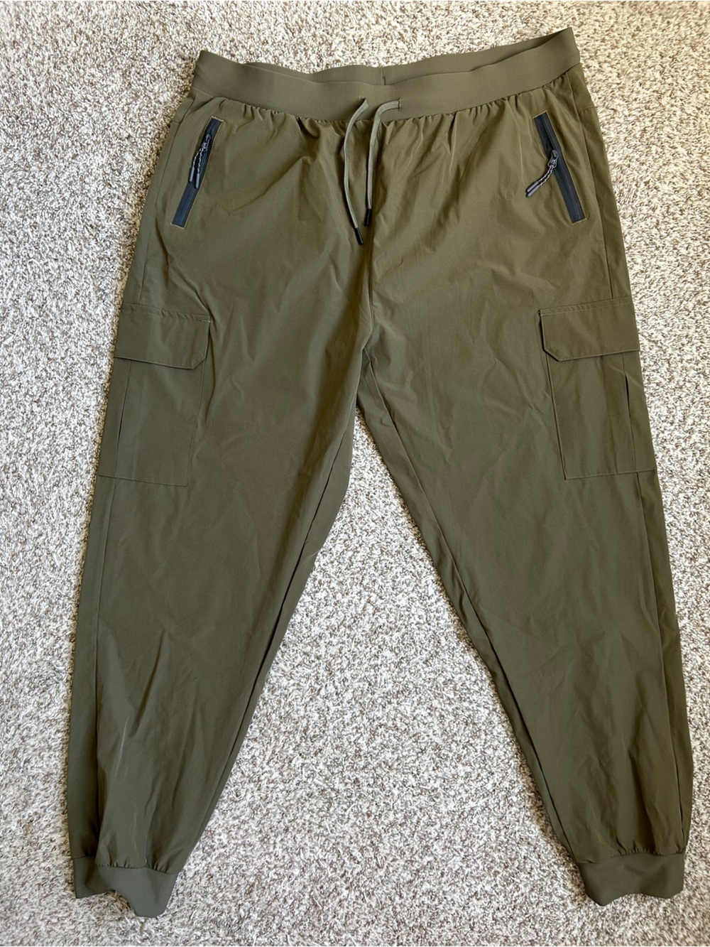 NWOT Olive Green Cargo Jogger Pants Lightweight Casual Comfy XXL